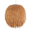 GloboStar® GUADELOUPE 02156 Boho Κρεμαστό Φωτιστικό Καμπάνα Μονόφωτο 1 x E27 IP20 Μπεζ Ράφια - Μ120 x Π120 x Υ100cm