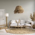 GloboStar® GUADELOUPE 02157 Boho Κρεμαστό Φωτιστικό Πλέγμα Μονόφωτο 1 x E27 IP20 Μπεζ Ράφια - Μ50 x Π50 x Υ40cm