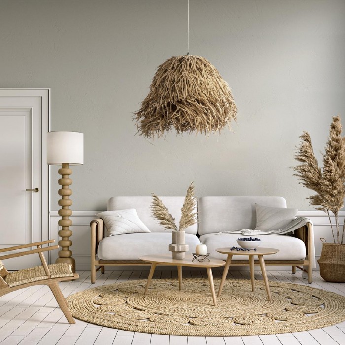 GloboStar® GUADELOUPE 02157 Boho Κρεμαστό Φωτιστικό Πλέγμα Μονόφωτο 1 x E27 IP20 Μπεζ Ράφια - Μ50 x Π50 x Υ40cm GloboStar® GUADELOUPE 02157 Boho Κρεμαστό Φωτιστικό Πλέγμα Μονόφωτο 1 x E27 IP20 Μπεζ Ράφια - Μ50 x Π50 x Υ40cm