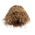 GloboStar® GUADELOUPE 02157 Boho Κρεμαστό Φωτιστικό Πλέγμα Μονόφωτο 1 x E27 IP20 Μπεζ Ράφια - Μ50 x Π50 x Υ40cm