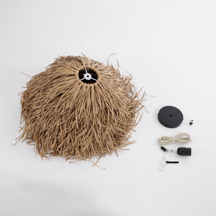 GloboStar® GUADELOUPE 02157 Boho Κρεμαστό Φωτιστικό Πλέγμα Μονόφωτο 1 x E27 IP20 Μπεζ Ράφια - Μ50 x Π50 x Υ40cm GloboStar® GUADELOUPE 02157 Boho Κρεμαστό Φωτιστικό Πλέγμα Μονόφωτο 1 x E27 IP20 Μπεζ Ράφια - Μ50 x Π50 x Υ40cm