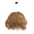 GloboStar® GUADELOUPE 02158 Boho Κρεμαστό Φωτιστικό Πλέγμα Μονόφωτο 1 x E27 IP20 Μπεζ Ράφια - Μ80 x Π80 x Υ60cm