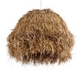 GloboStar® GUADELOUPE 02158 Boho Κρεμαστό Φωτιστικό Πλέγμα Μονόφωτο 1 x E27 IP20 Μπεζ Ράφια - Μ80 x Π80 x Υ60cm