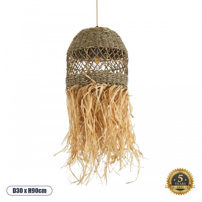 GloboStar® SAINTLUCIA 02160 Boho Κρεμαστό Φωτιστικό Πλέγμα Μονόφωτο 1 x E27 IP20 Καφέ Ράφια - Μ30 x Π30 x Υ90cm GloboStar® SAINTLUCIA 02160 Boho Κρεμαστό Φωτιστικό Πλέγμα Μονόφωτο 1 x E27 IP20 Καφέ Ράφια - Μ30 x Π30 x Υ90cm