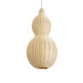 GloboStar® KINGSTOWN 02168 Boho Κρεμαστό Φωτιστικό Οροφής Μονόφωτο 1 x E27 AC220-240V IP20 - Φ30 x Υ60cm - Μπεζ Ξύλινο Μπαμπού Πλέγμα