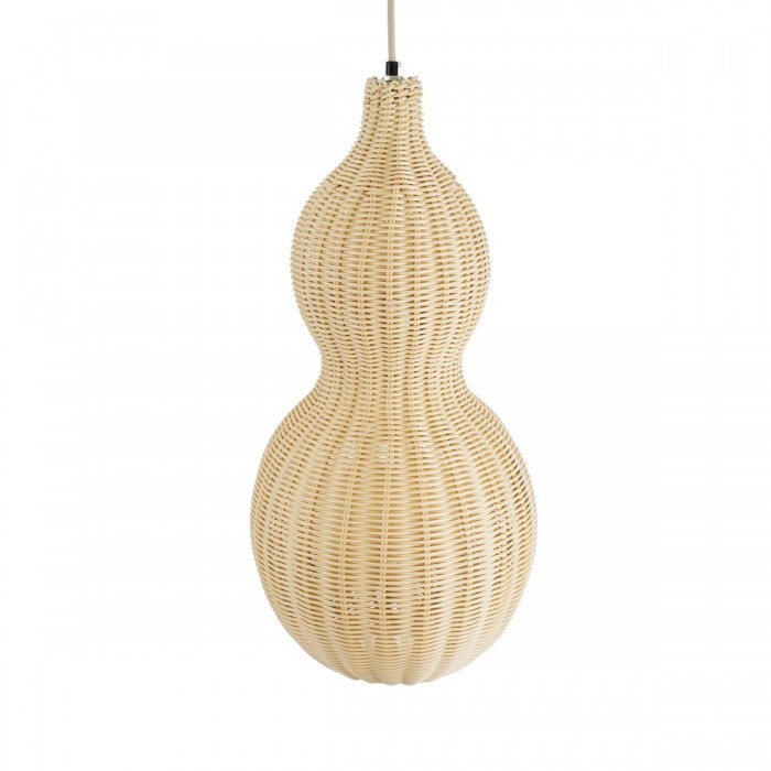 GloboStar® KINGSTOWN 02168 Boho Κρεμαστό Φωτιστικό Οροφής Μονόφωτο 1 x E27 AC220-240V IP20 - Φ30 x Υ60cm - Μπεζ Ξύλινο Μπαμπού Πλέγμα