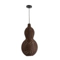 GloboStar® KINGSTOWN 02169 Boho Κρεμαστό Φωτιστικό Οροφής Μονόφωτο 1 x E27 AC220-240V IP20 - Φ30 x Υ60cm - Καφέ Ξύλινο Μπαμπού Πλέγμα