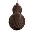 GloboStar® KINGSTOWN 02169 Boho Κρεμαστό Φωτιστικό Οροφής Μονόφωτο 1 x E27 AC220-240V IP20 - Φ30 x Υ60cm - Καφέ Ξύλινο Μπαμπού Πλέγμα