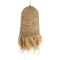 GloboStar® PORTOFERRAIO 02170 Boho Κρεμαστό Φωτιστικό Πλέγμα Μονόφωτο 1 x E27 IP20 Μπεζ Ράφια - Μ30 x Π30 x Υ70cm
