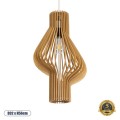 GloboStar® MIHIRO 02172 Boho Κρεμαστό Φωτιστικό Οροφής Μονόφωτο 1 x E27 AC220-240V IP20 - Φ32 x Υ56cm - Καφέ Ξύλινο Πλέγμα