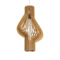 GloboStar® MIHIRO 02172 Boho Κρεμαστό Φωτιστικό Οροφής Μονόφωτο 1 x E27 AC220-240V IP20 - Φ32 x Υ56cm - Καφέ Ξύλινο Πλέγμα