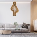 GloboStar® MIHIRO 02172 Boho Κρεμαστό Φωτιστικό Οροφής Μονόφωτο 1 x E27 AC220-240V IP20 - Φ32 x Υ56cm - Καφέ Ξύλινο Πλέγμα