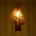 GloboStar® MIHIRO 02172 Boho Κρεμαστό Φωτιστικό Οροφής Μονόφωτο 1 x E27 AC220-240V IP20 - Φ32 x Υ56cm - Καφέ Ξύλινο Πλέγμα