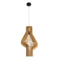 GloboStar® MIHIRO 02172 Boho Κρεμαστό Φωτιστικό Οροφής Μονόφωτο 1 x E27 AC220-240V IP20 - Φ32 x Υ56cm - Καφέ Ξύλινο Πλέγμα