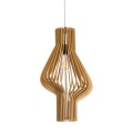 GloboStar® MIHIRO 02172 Boho Κρεμαστό Φωτιστικό Οροφής Μονόφωτο 1 x E27 AC220-240V IP20 - Φ32 x Υ56cm - Καφέ Ξύλινο Πλέγμα