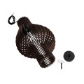 GloboStar® MIHIRO 02173 Boho Κρεμαστό Φωτιστικό Οροφής Μονόφωτο 1 x E27 AC220-240V IP20 - Φ32 x Υ56cm - Καφέ Σκούρο Ξύλινο Πλέγμα
