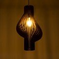 GloboStar® MIHIRO 02173 Boho Κρεμαστό Φωτιστικό Οροφής Μονόφωτο 1 x E27 AC220-240V IP20 - Φ32 x Υ56cm - Καφέ Σκούρο Ξύλινο Πλέγμα