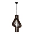 GloboStar® MIHIRO 02173 Boho Κρεμαστό Φωτιστικό Οροφής Μονόφωτο 1 x E27 AC220-240V IP20 - Φ32 x Υ56cm - Καφέ Σκούρο Ξύλινο Πλέγμα