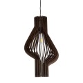 GloboStar® MIHIRO 02173 Boho Κρεμαστό Φωτιστικό Οροφής Μονόφωτο 1 x E27 AC220-240V IP20 - Φ32 x Υ56cm - Καφέ Σκούρο Ξύλινο Πλέγμα