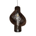 GloboStar® MIHIRO 02173 Boho Κρεμαστό Φωτιστικό Οροφής Μονόφωτο 1 x E27 AC220-240V IP20 - Φ32 x Υ56cm - Καφέ Σκούρο Ξύλινο Πλέγμα