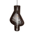 GloboStar® MIHIRO 02173 Boho Κρεμαστό Φωτιστικό Οροφής Μονόφωτο 1 x E27 AC220-240V IP20 - Φ32 x Υ56cm - Καφέ Σκούρο Ξύλινο Πλέγμα