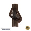 GloboStar® MIHIRO 02175 Boho Φωτιστικό Τοίχου - Απλίκα Μονόφωτο 1 x E27 AC 220-240V IP20 - Μ25 x Π13 x Υ40cm - Καφέ Σκούρο Ξύλινο Πλέγμα