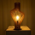GloboStar® MIHIRO 02176 Boho Επιτραπέζιο Φωτιστικό Πορτατίφ Μονόφωτο 1 x E27 IP20 Καφέ Ξύλο με Μαύρο Μέταλλο - Μ33 x Π33 x Υ57cm
