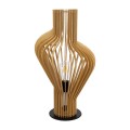 GloboStar® MIHIRO 02176 Boho Επιτραπέζιο Φωτιστικό Πορτατίφ Μονόφωτο 1 x E27 IP20 Καφέ Ξύλο με Μαύρο Μέταλλο - Μ33 x Π33 x Υ57cm