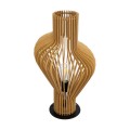 GloboStar® MIHIRO 02176 Boho Επιτραπέζιο Φωτιστικό Πορτατίφ Μονόφωτο 1 x E27 IP20 Καφέ Ξύλο με Μαύρο Μέταλλο - Μ33 x Π33 x Υ57cm