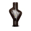 GloboStar® MIHIRO 02177 Boho Επιτραπέζιο Φωτιστικό Πορτατίφ Μονόφωτο 1 x E27 IP20 Καφέ Ξύλο με Μαύρο Μέταλλο - Μ33 x Π33 x Υ57cm