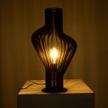 GloboStar® MIHIRO 02177 Boho Επιτραπέζιο Φωτιστικό Πορτατίφ Μονόφωτο 1 x E27 IP20 Καφέ Ξύλο με Μαύρο Μέταλλο - Μ33 x Π33 x Υ57cm