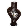 GloboStar® MIHIRO 02177 Boho Επιτραπέζιο Φωτιστικό Πορτατίφ Μονόφωτο 1 x E27 IP20 Καφέ Ξύλο με Μαύρο Μέταλλο - Μ33 x Π33 x Υ57cm