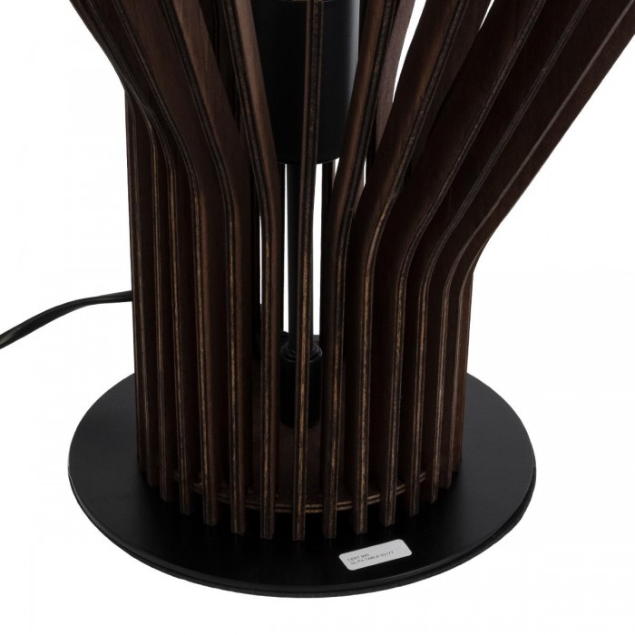 GloboStar® MIHIRO 02177 Boho Επιτραπέζιο Φωτιστικό Πορτατίφ Μονόφωτο 1 x E27 IP20 Καφέ Ξύλο με Μαύρο Μέταλλο - Μ33 x Π33 x Υ57cm