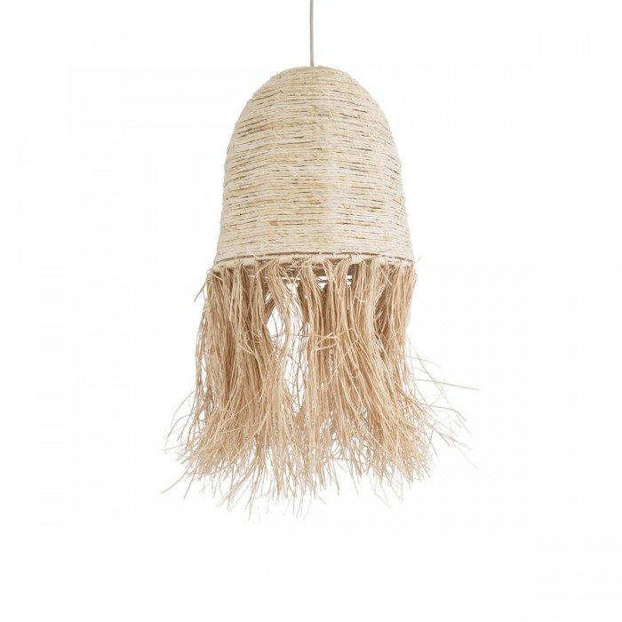 GloboStar® AREMBEPE 02178 Boho Κρεμαστό Φωτιστικό Πλέγμα Μονόφωτο 1 x E27 IP20 Μπεζ Ράφια - Μ34 x Π34 x Υ70cm