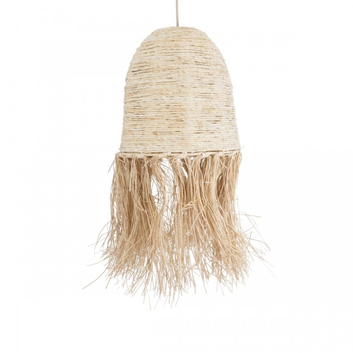 GloboStar® AREMBEPE 02178 Boho Κρεμαστό Φωτιστικό Πλέγμα Μονόφωτο 1 x E27 IP20 Μπεζ Ράφια - Μ34 x Π34 x Υ70cm