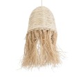 GloboStar® AREMBEPE 02178 Boho Κρεμαστό Φωτιστικό Πλέγμα Μονόφωτο 1 x E27 IP20 Μπεζ Ράφια - Μ34 x Π34 x Υ70cm