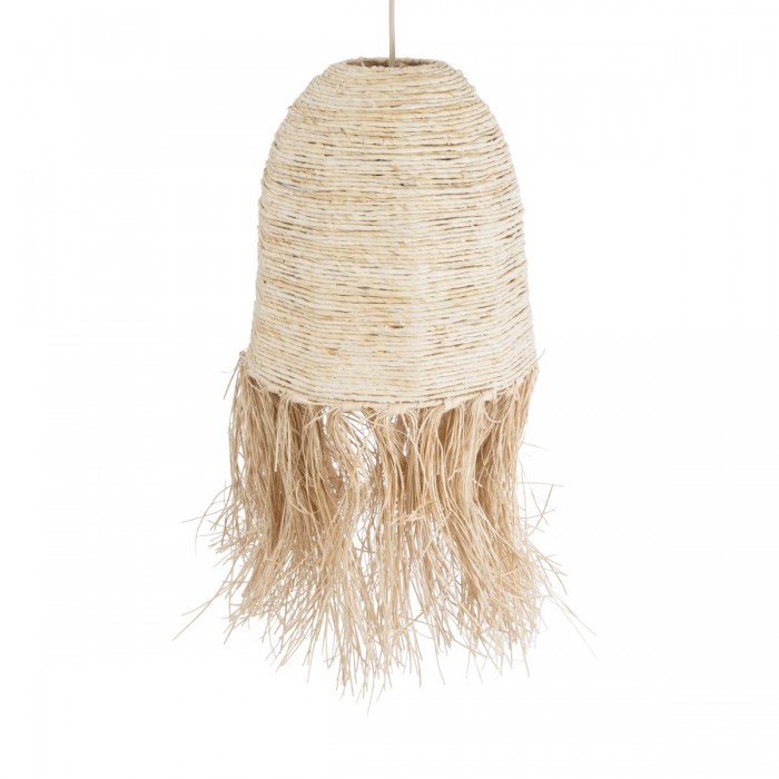 GloboStar® AREMBEPE 02178 Boho Κρεμαστό Φωτιστικό Πλέγμα Μονόφωτο 1 x E27 IP20 Μπεζ Ράφια - Μ34 x Π34 x Υ70cm