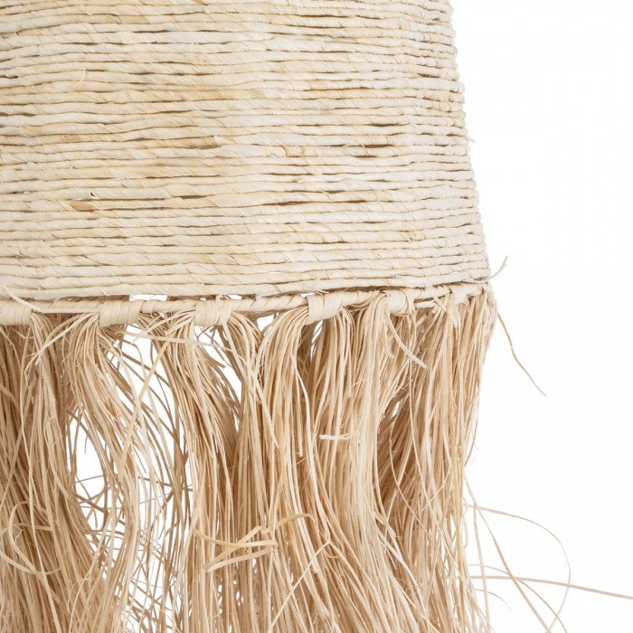 GloboStar® AREMBEPE 02178 Boho Κρεμαστό Φωτιστικό Πλέγμα Μονόφωτο 1 x E27 IP20 Μπεζ Ράφια - Μ34 x Π34 x Υ70cm