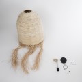 GloboStar® AREMBEPE 02179 Boho Κρεμαστό Φωτιστικό Πλέγμα Μονόφωτο 1 x E27 IP20 Μπεζ Ράφια - Μ60 x Π60 x Υ130cm