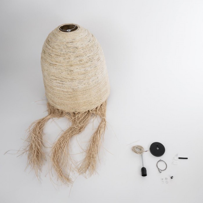 GloboStar® AREMBEPE 02179 Boho Κρεμαστό Φωτιστικό Πλέγμα Μονόφωτο 1 x E27 IP20 Μπεζ Ράφια - Μ60 x Π60 x Υ130cm GloboStar® AREMBEPE 02179 Boho Κρεμαστό Φωτιστικό Πλέγμα Μονόφωτο 1 x E27 IP20 Μπεζ Ράφια - Μ60 x Π60 x Υ130cm