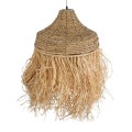GloboStar® PORTOFERRAIO 02185 Boho Κρεμαστό Φωτιστικό Πλέγμα Μονόφωτο 1 x E27 IP20 Μπεζ Ράφια - Μ50 x Π50 x Υ80cm