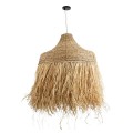 GloboStar® PORTOFERRAIO 02186 Boho Κρεμαστό Φωτιστικό Πλέγμα Μονόφωτο 1 x E27 IP20 Μπεζ Ράφια - Μ80 x Π80 x Υ120cm