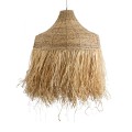 GloboStar® PORTOFERRAIO 02186 Boho Κρεμαστό Φωτιστικό Πλέγμα Μονόφωτο 1 x E27 IP20 Μπεζ Ράφια - Μ80 x Π80 x Υ120cm