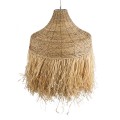 GloboStar® PORTOFERRAIO 02186 Boho Κρεμαστό Φωτιστικό Πλέγμα Μονόφωτο 1 x E27 IP20 Μπεζ Ράφια - Μ80 x Π80 x Υ120cm
