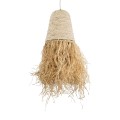 GloboStar® LETA 02189 Boho Κρεμαστό Φωτιστικό Πλέγμα Μονόφωτο 1 x E27 IP20 Μπεζ Ράφια - Μ34 x Π34 x Υ70cm