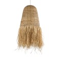 GloboStar® PORTOFERRAIO 02190 Boho Κρεμαστό Φωτιστικό Πλέγμα Μονόφωτο 1 x E27 IP20 Μπεζ Ράφια - Μ60 x Π60 x Υ120cm
