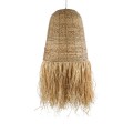 GloboStar® PORTOFERRAIO 02190 Boho Κρεμαστό Φωτιστικό Πλέγμα Μονόφωτο 1 x E27 IP20 Μπεζ Ράφια - Μ60 x Π60 x Υ120cm