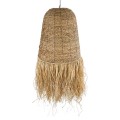 GloboStar® PORTOFERRAIO 02190 Boho Κρεμαστό Φωτιστικό Πλέγμα Μονόφωτο 1 x E27 IP20 Μπεζ Ράφια - Μ60 x Π60 x Υ120cm