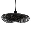 GloboStar® MEXICO 02200 Boho Κρεμαστό Φωτιστικό Οροφής Μονόφωτο 1 x E27 AC220-240V IP20 - Μ40 x Π30 x Υ13cm - Μαύρο Ξύλινο Μπαμπού Πλέγμα