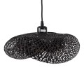 GloboStar® MEXICO 02200 Boho Κρεμαστό Φωτιστικό Οροφής Μονόφωτο 1 x E27 AC220-240V IP20 - Μ40 x Π30 x Υ13cm - Μαύρο Ξύλινο Μπαμπού Πλέγμα